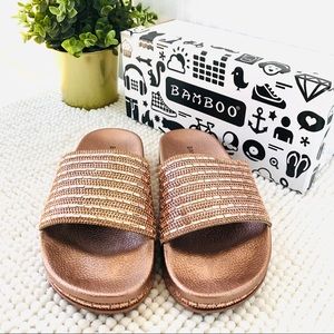 BAMBOO Dazzling sandals rose gold rhinestone NWB 8